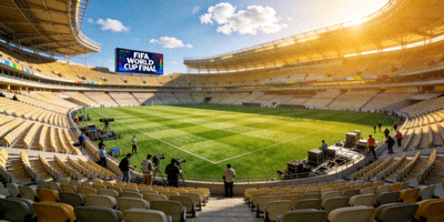 世界杯决赛场地准备就绪 - 绿茵场与观众席全景