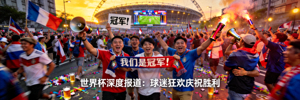 足球世界杯深度报道配图 - 球迷庆祝球队胜利的盛大场面