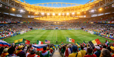 足球世界杯决赛球场全景 - 观众席座无虚席