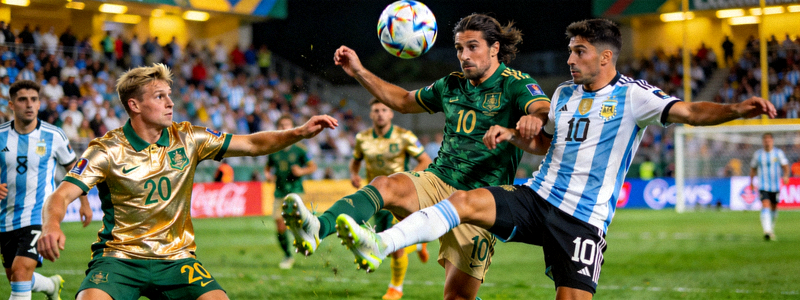 澳大利亚、阿根廷等球队球员在比赛中积极拼抢的场面