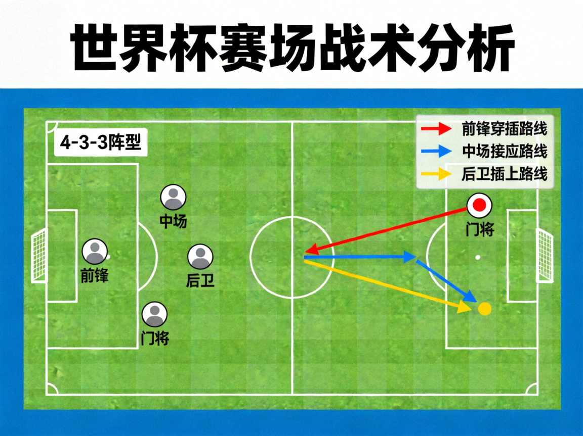 足球世界杯赛场战术板分析，展示球队阵型与跑位路线