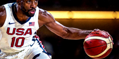 篮球世界杯明星球员特写 - 美国队球员持球准备进攻