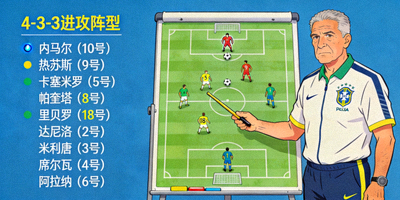 足球世界杯战术板分析 - 巴西队教练讲解进攻阵型